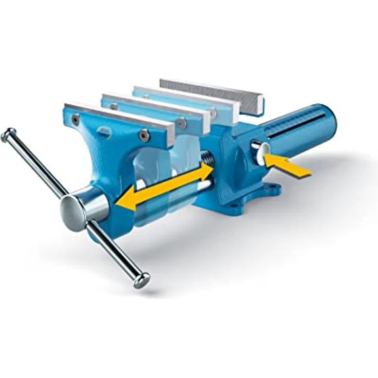 Heuer 118003 Schraubstock Compact 120mm Koffer, 4 Typen Magnetschutzbacken (Schnellverstellung, Tischklammer, Backenbreite 120 mm, Gewicht: 7, 95 kg) – Bild 4