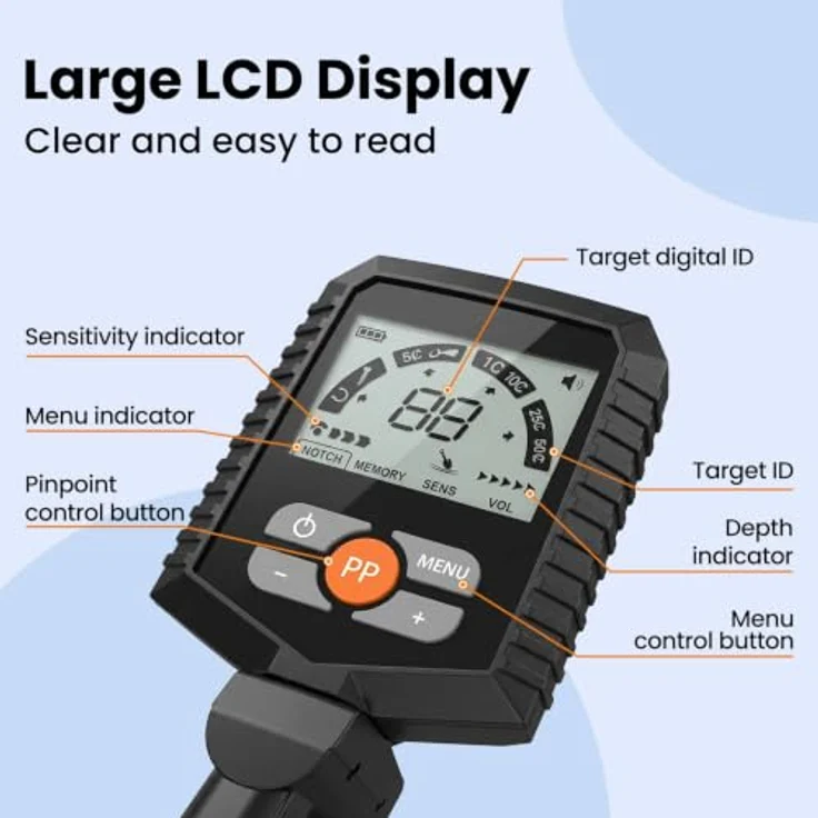 vidaXL Metalldetektor mit LCD-Display, 3 Modi, 19 cm wasserdichte Suchspule, Schwarz – Bild 6