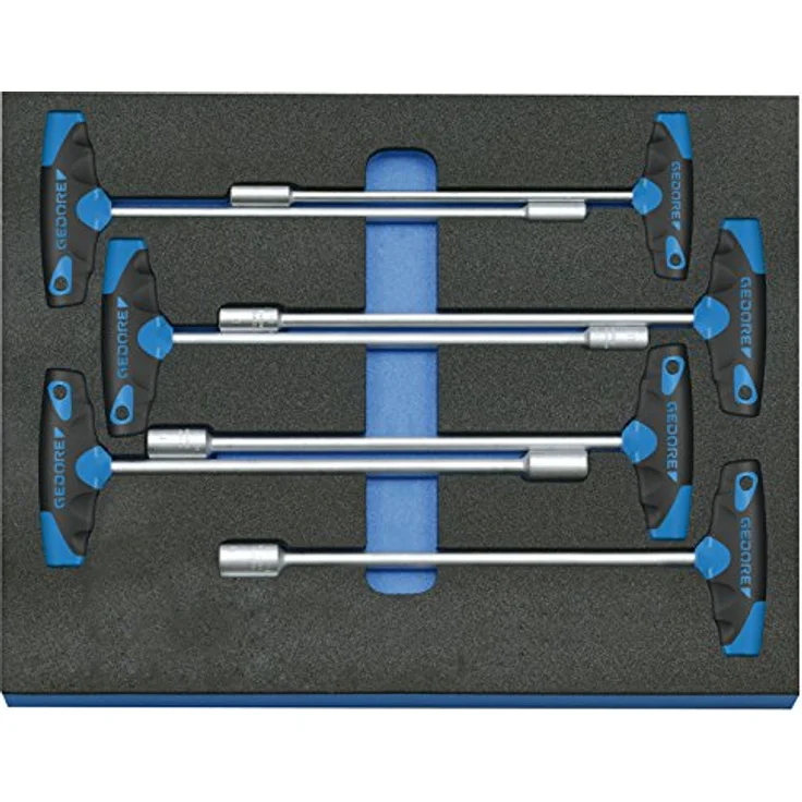 Gedore Steckschlüssel-Satz in Check-Tool-Modul, 7-tlg. – bestückt, Modultyp 2/4 CT, Maße: 316,5 x 390 x 35 mm – Bild 1