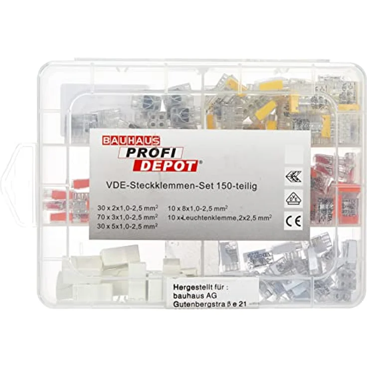 Profi Depot Steckklemmen-Box Kompakt, 150 Stück, 1 mm² - 2,5 mm², platzsparende Verbindungstechnik ohne Werkzeug – Bild 2