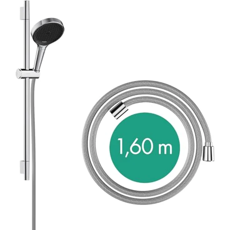 Hansgrohe Rainfinity Brauseset 130, 3-Strahl-Handbrause mit Select-Taste, S Puro Duschstange 650mm, Graphit – Bild 1