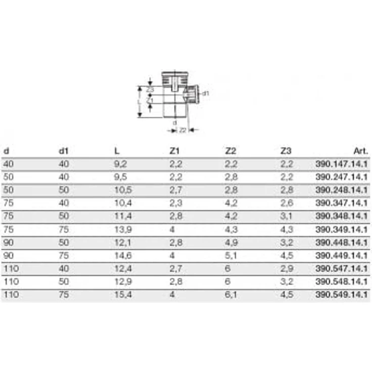 Geberit Silent-PP Abzweig mit Muffen, DN 75-50-87,5° für Gartenentwässerungen, 390.348.14.1 – Bild 2
