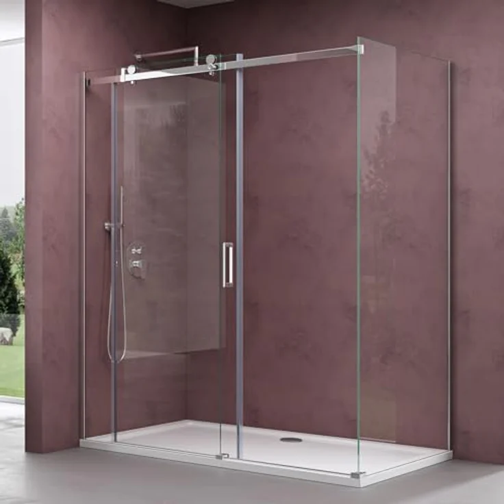 doporro Duschkabine 75x160x195cm, Duschabtrennung mit Schiebetür aus klarem ESG-Sicherheitsglas, antibakteriell und leicht zu reinigen – Bild 1