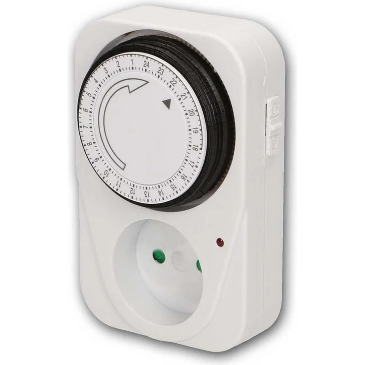 world-trading-net Zeitschaltuhr 24h, mechanisch, max 3500W/230V, IP20, weißer Kunststoff