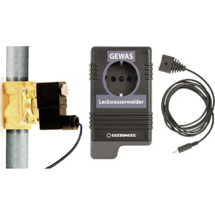 Greisinger 482757 GEWAS 191 AN-M-3/4, Wassermelder mit externem Sensor und Messingventil zur Maschinenabschaltung