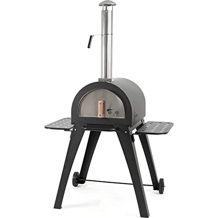 BBQ-Toro Pizzaofen "Havai", Steinbackofen mit Schamottesteinen, 500°C, 2 Seitenablagen, Edelstahl und lackiertes Stahlblech – Bild 1