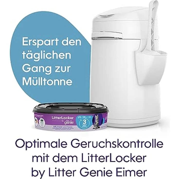 LitterLocker by Litter Genie, DAS ORIGINAL, Katzenstreu-Eimer, 50% ergiebiger, erspart den täglichen Gang zum Mülleimer – Bild 2