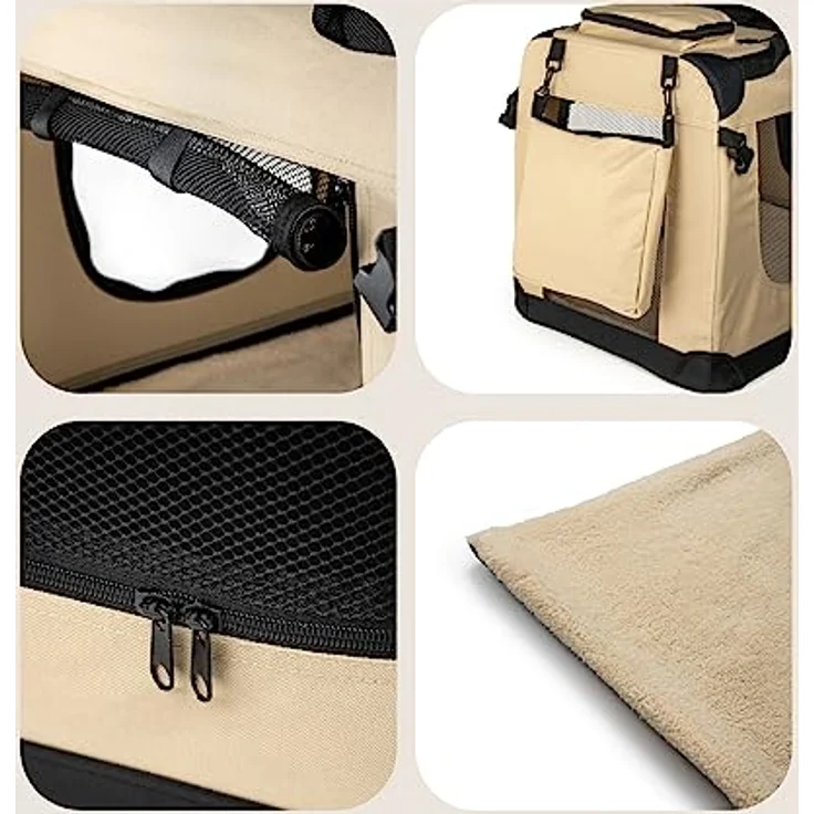 lionto Hundetransportbox Hundetasche Hundebox faltbare Kleintiertasche, (S) 50x34x36 cm beige – Bild 4