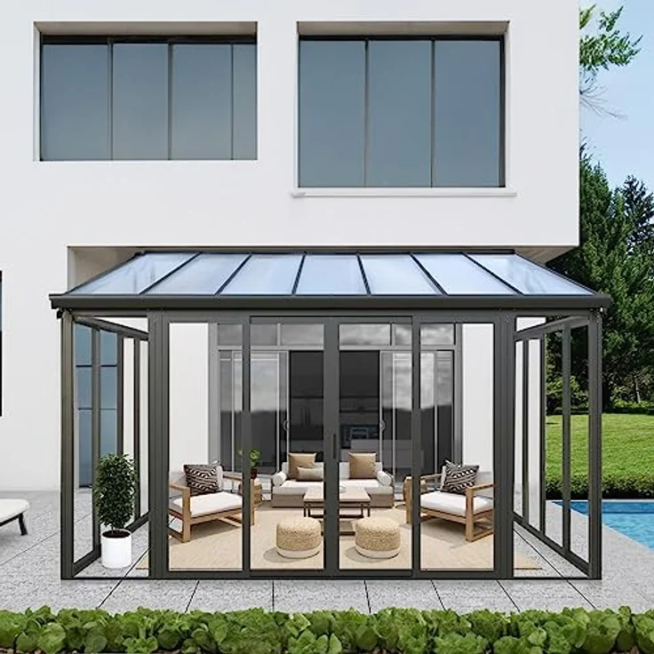 HOME DELUXE - Wintergarten Amaris - Anthrazit- B/T/H: 312/224 x 428 x 300 cm - inkl. Hohlkammerplatten, Polycarbonatplatten, Montagematererial I Hausanbau Terrassenüberdachung Glasanbau – Bild 1