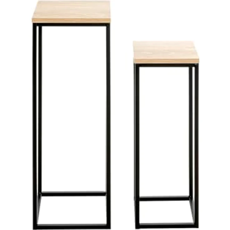 HAKU Blumenständer Haku Blumenständer / Blumensäule 2er-Set schwarz-eiche, elegantes Design aus Stahlrohr und Eiche-Dekor – Bild 5