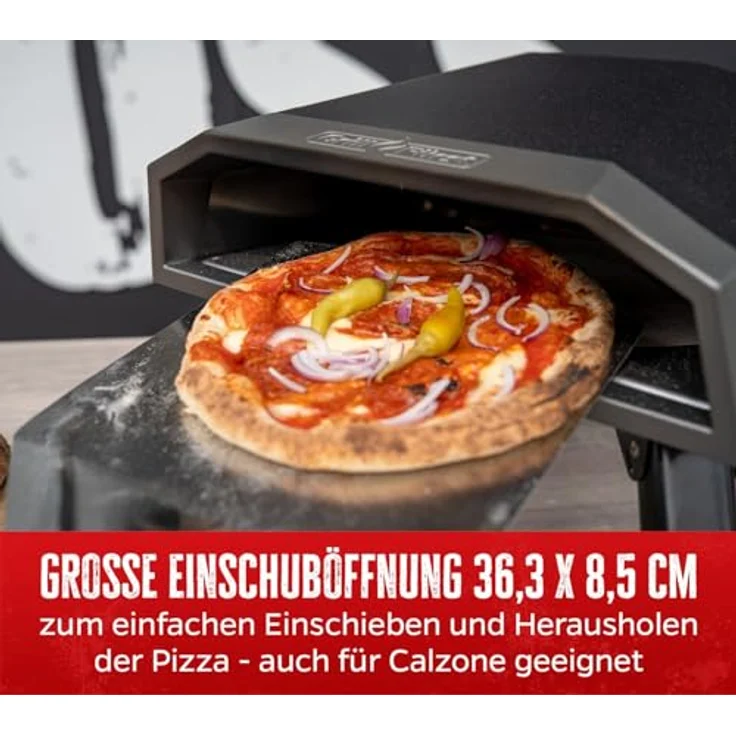Grillfürst Gas Pizzaofen 305, mit drehbarem Cordierit-Pizzastein, bis 400 °C und klappbaren Füßen, mattschwarz – Bild 8