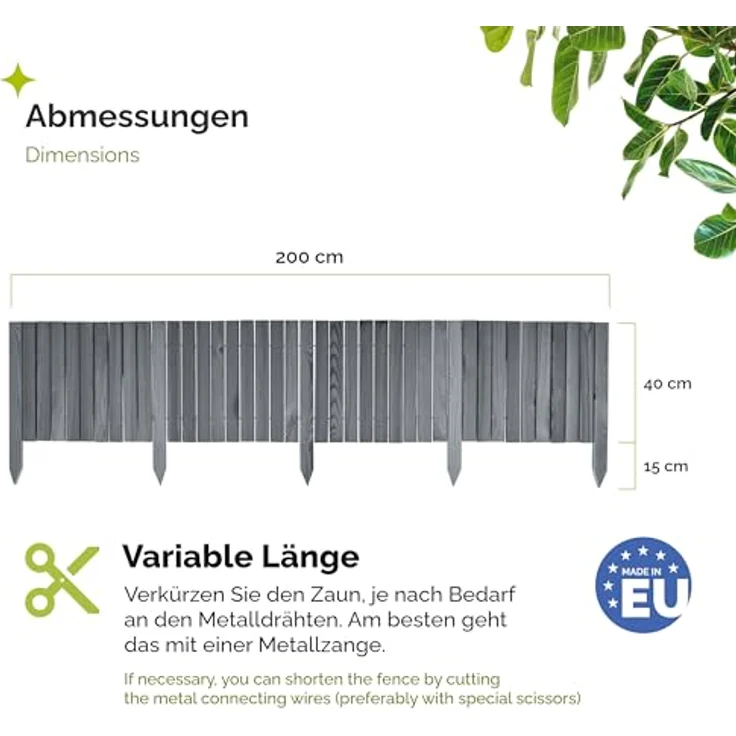 Garronda Rasenkante Beetumrandung Holz flexibel, 200 cm, in verschiedenen Höhen und Farben erhältlich – Bild 2
