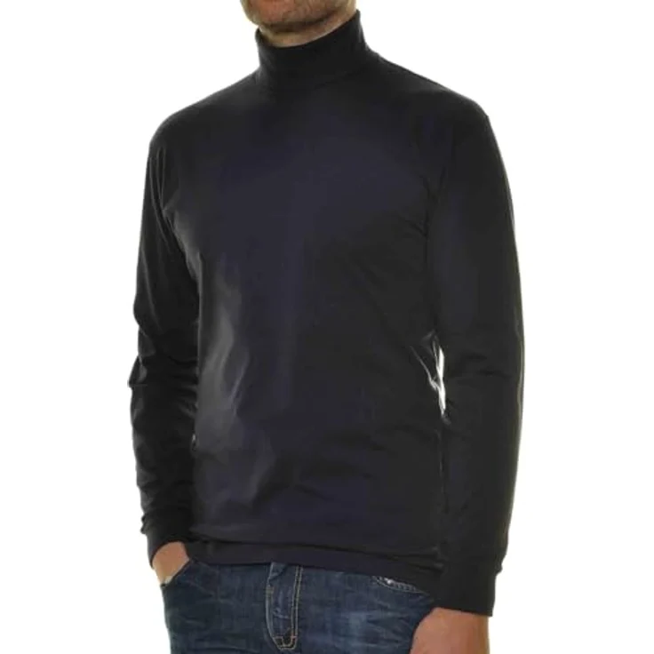 Ragman Herren Longsleeve Shirt, Casual Turtleneck mit regulärer Passform, blau (M) – Bild 3