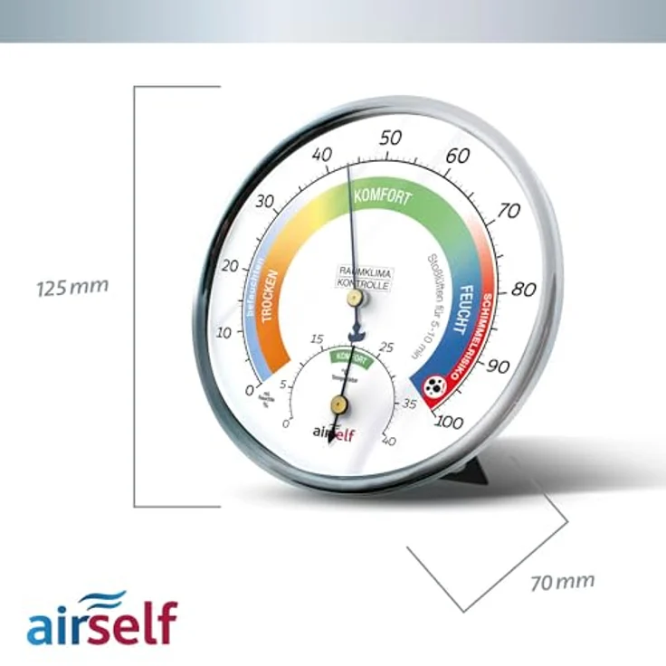 Airself Thermohygrometer - analog für innen und außen Raumthermometer und Feuchtigkeitsmesser in 1 – Bild 8