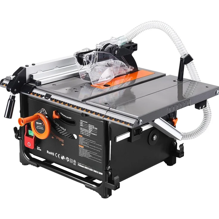 DOVAMAN Tischkreissäge 2000W, 216 mm Sägeblatt, 98 % Staubabsaugung, 0–45° Gehrung, ausziehbare Arbeitsplatte