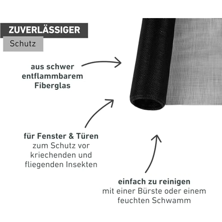 Windhager Moskitonetz, Insektenschutzgitter, UV-beständig und reißfest, BxH: 100x250 cm – Bild 4