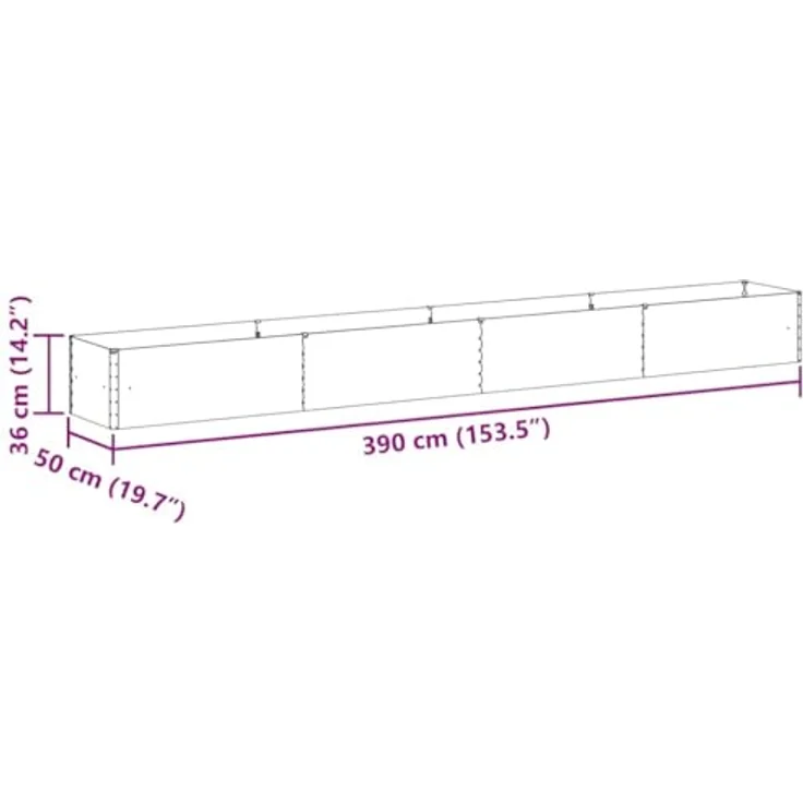 vidaXL Hochbeet aus verzinktem Stahl, hellbraun, 390 x 50 x 36 cm mit sicherheitsoptimierten Kanten und wetterbeständigem Design – Bild 3