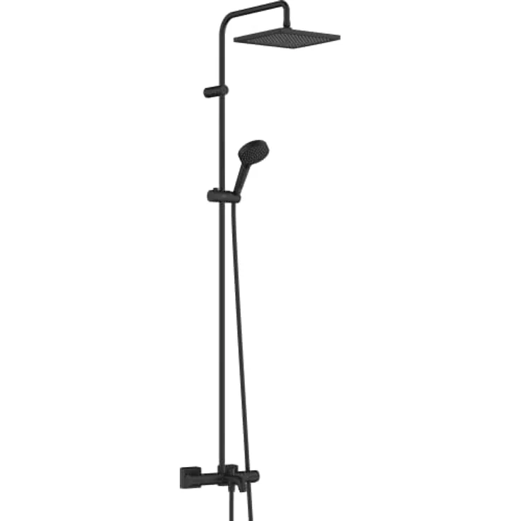 hansgrohe HG Showerpipe Vernis Shape 240 Duschsystem mit 1 jet, Wannenthermostat, mattschwarz, abnehmbarer Kopfbrause, Regenstrahl und Sicherheitsverriegelung bei 40 °C – Bild 1