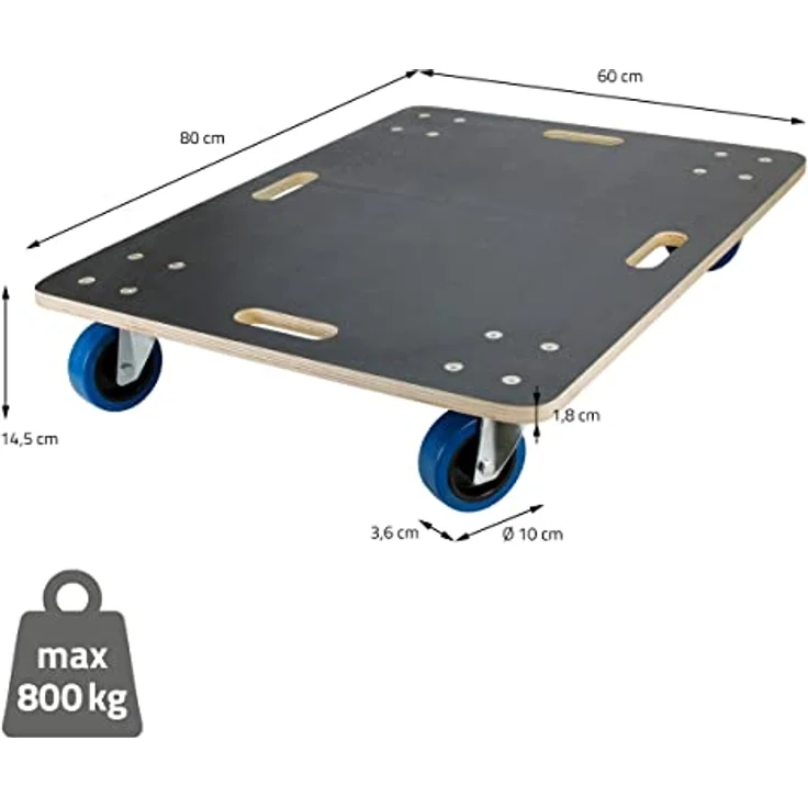 ecd germany Transportroller 60x80 cm belastbar bis 800 kg – Bild 8