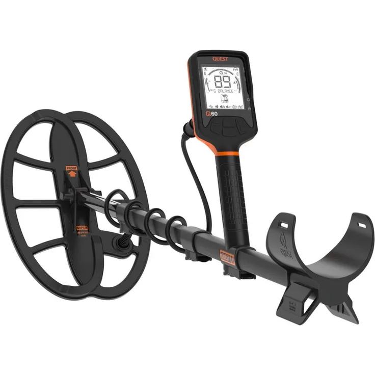 Quest Q60 Metalldetektor, wasserdicht bis 5m, multifrequenziell mit drahtlosen Kopfhörern und 30h Akkulaufzeit