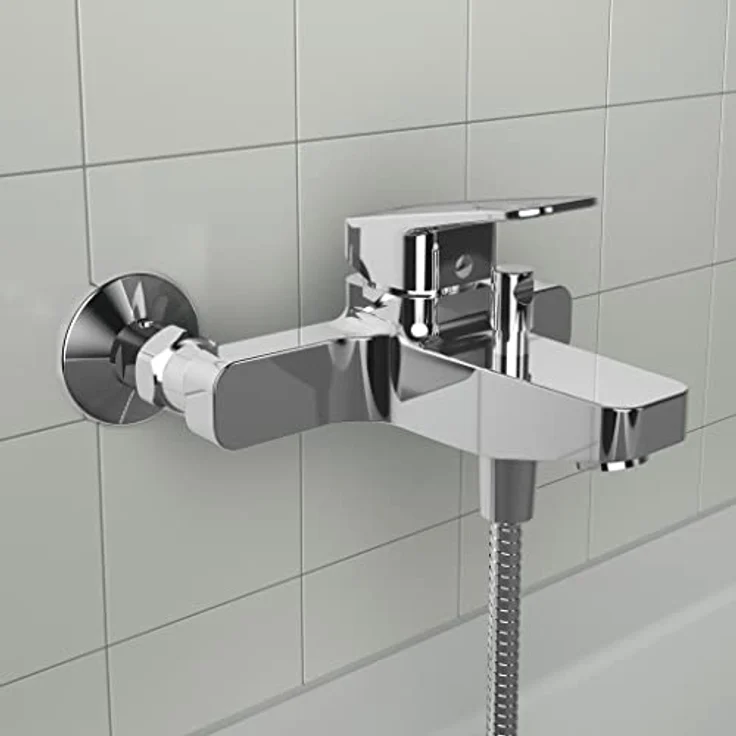 Ideal Standard Ceraplan, Badearmatur Aufputz in Chrom, Einhebelmischventil mit keramischer Kartusche und Easyfix-Befestigung, Schweizer Ausführung – Bild 4