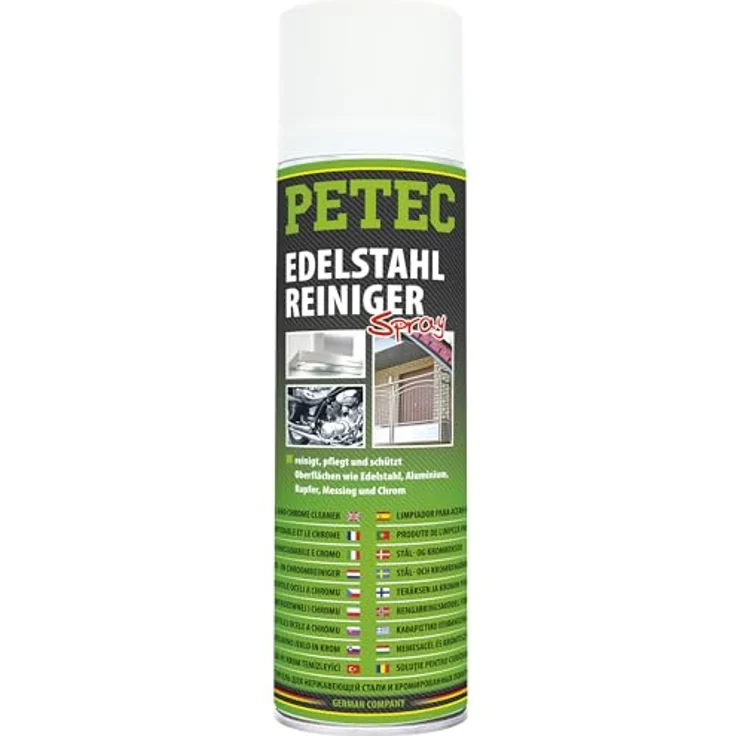 PETEC 70260 Edelstahlreiniger Reinigungsspray Aluminium Kupfer 500ml, PETEC Edelstahlreiniger