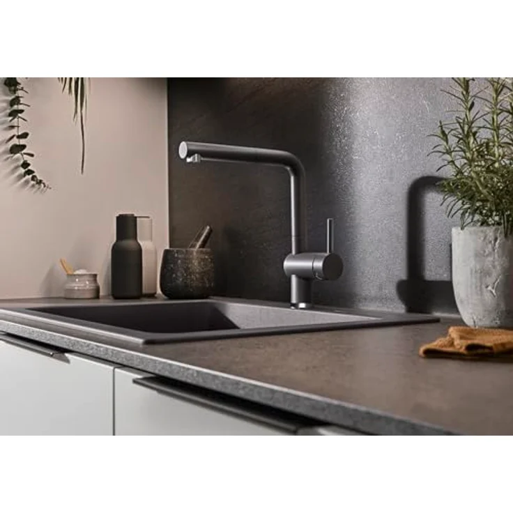 Blanco LINUS-S Küchenarmatur, Hochdruck Wasserhahn mit herausziehbarer Schlauchbrause, vulkangrau – Bild 3