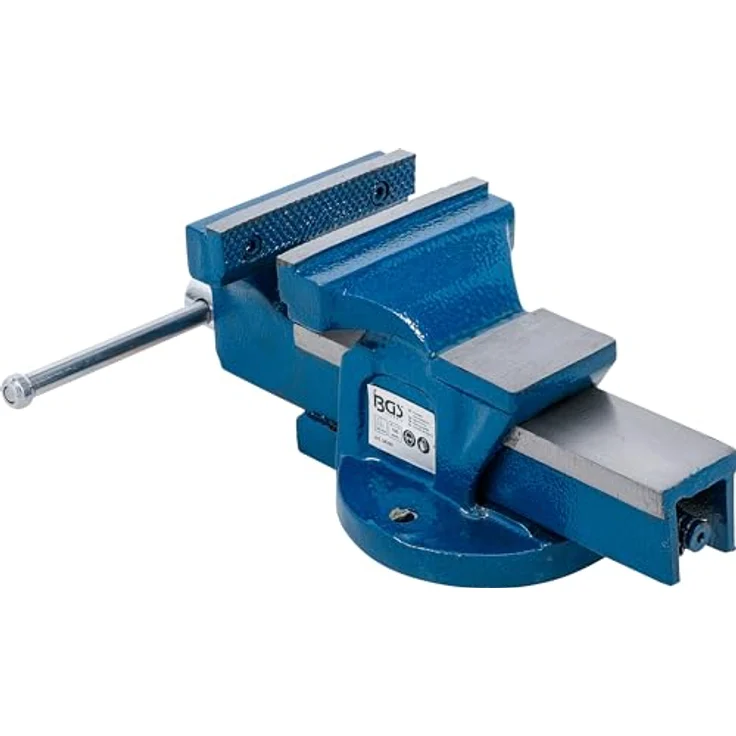 BGS Parallel-Schraubstock 58260, 100 mm Spannbacken, Ambossfläche, Werkbankschraubstock, spezialguß, blau – Bild 2