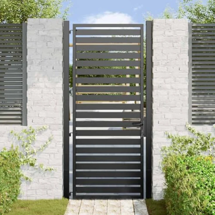 vidaXL Gartentor Aluminium, abschließbar, schwarz, 100x200 cm, pulverbeschichtet – Bild 3