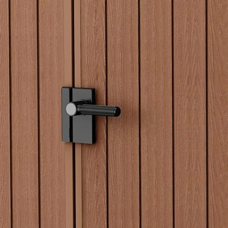 Keter Darwin Gartenhaus 4x4, braun, 118 x 116,7 x 205 cm, mit Einzeltür und 2 Dachblätter für Gartenwerkzeuge – Bild 3