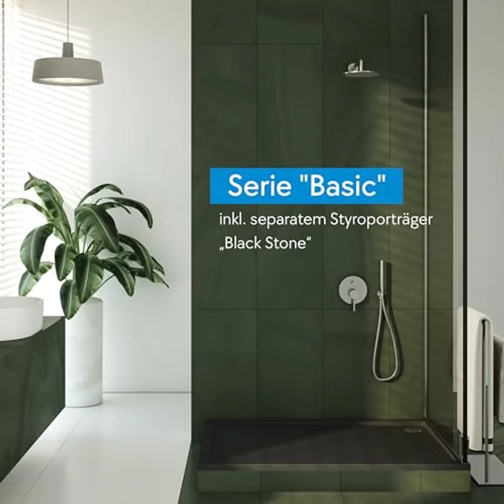 AQUABAD® Duschwanne Basic Black Stone, rechteckig 80x100 cm in Schwarz – Bild 2