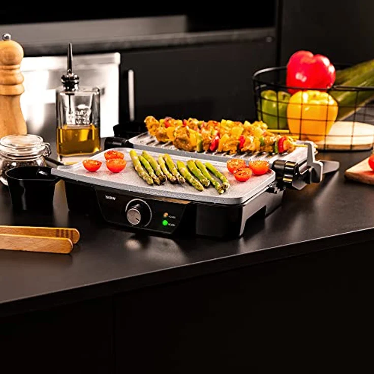 Cecotec Rock'nGrill 1500 Stone Ceramic Mix&Grill, 1500 W, Grill, Grill, Grill, Bügeleisen und Sandwicher, Keramikbeschichtung, gemischte Oberfläche, Öffnung 180 Grad, Fettauffangbox – Bild 4