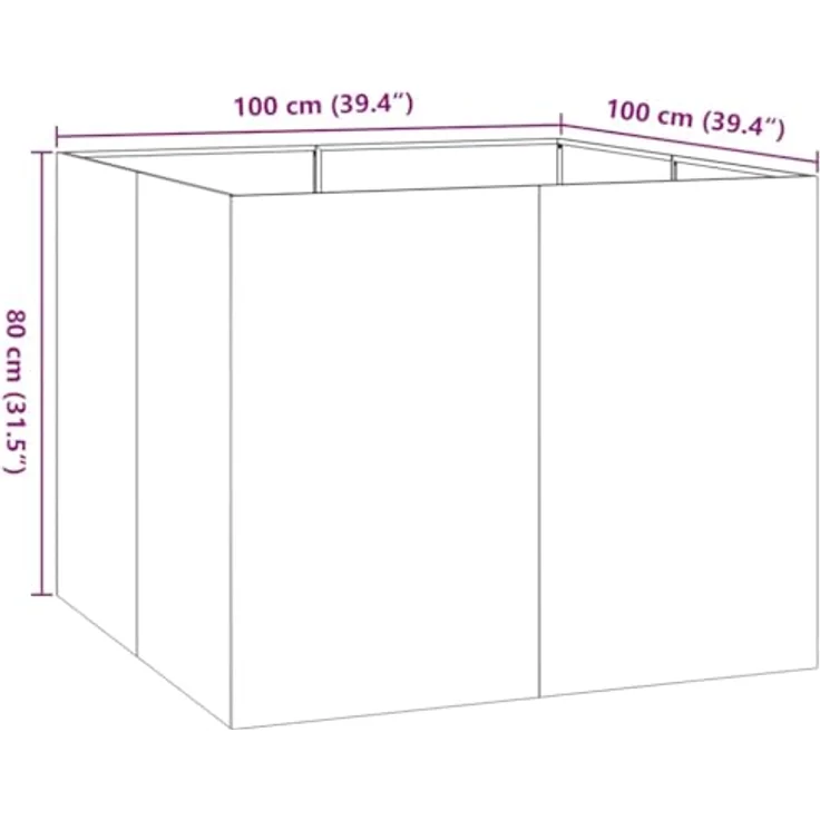 vidaXL Pflanzgefäß Olivgrün 100x100x80 cm Stahl, Pflanzschale, Hochbeet, Outdoor-Pflanzgefäß – Bild 3