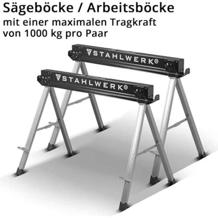 STAHLWERK Klappbock Sägebock SB-757 ST im 2er Set, 500 kg max. Belastbarkeit, Arbeitshöhe 76 cm, pulverbeschichtetes Metall – Bild 3