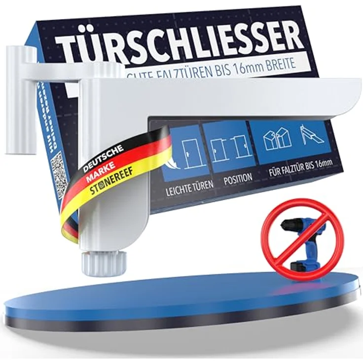 STONE REEF Türschließer für Zimmertüren, ohne Bohren montierbar, variabel einstellbare Schließkraft für Links- und Rechtsanschlagtüren, bis 16 mm Falzstärke, Türdämpfer – Bild 1