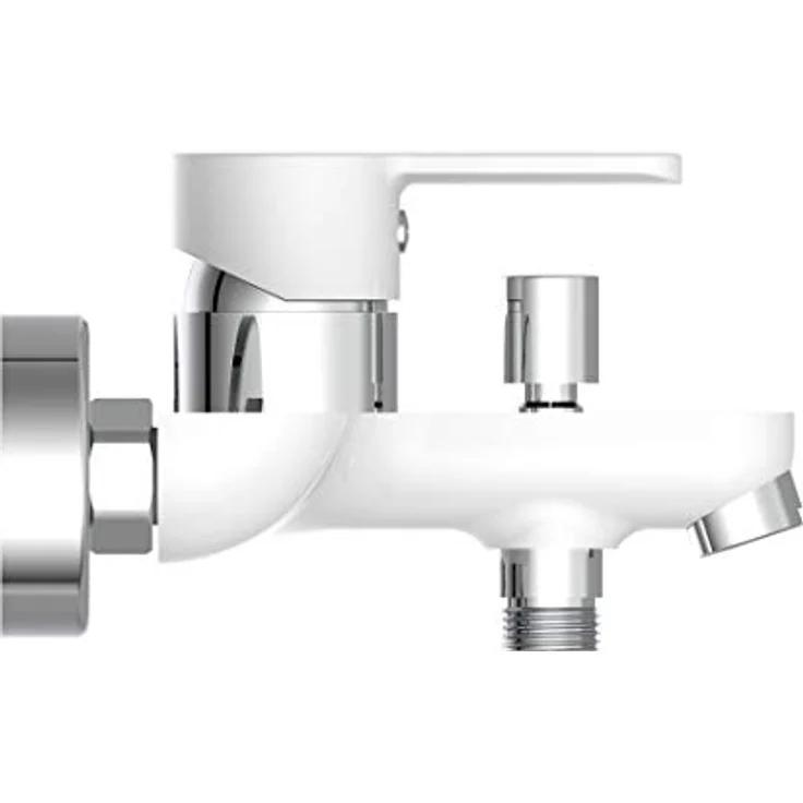 Eisl DIZIANI Wannenfüllarmatur Weiß-Chrom, geräuscharme Mischbatterie mit 35 mm Qualitäts-Kartusche und 150 mm Ausladung – Bild 4