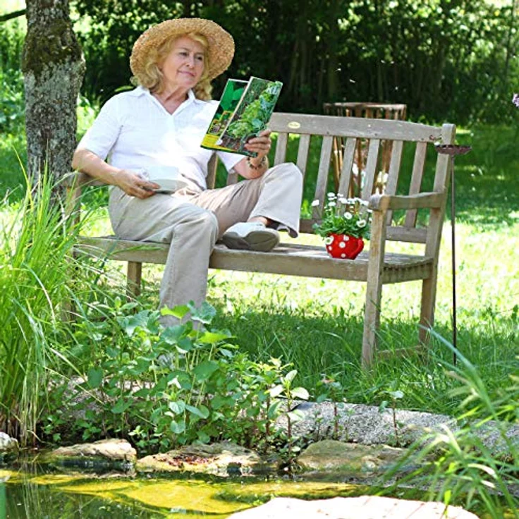 Relaxdays Gusseisen Vogeltränke zum Stecken, mit Erdspieß, Gartendeko, Vogelfutterstelle, Wasserschale, 1 m hoch, braun – Bild 5