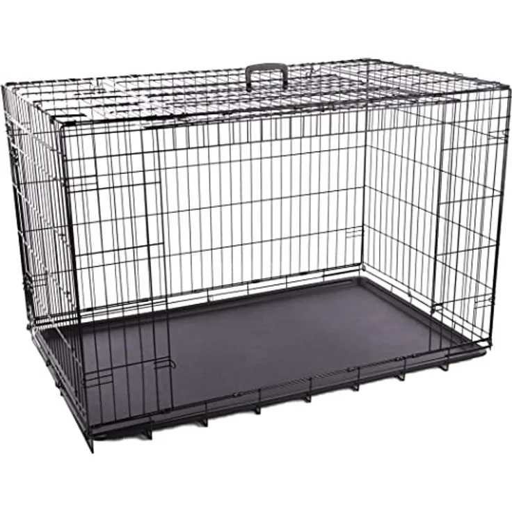 Nyo XXL Hundekäfig mit Schiebetür, Schwarz, Metall, 77 x 124 x 81,5 cm