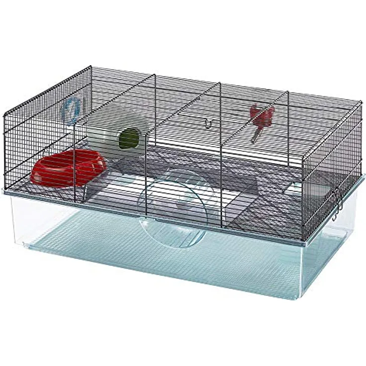 Favola Großer Hamsterkäfig, inkl. Wasserflasche, Laufrad, Futternapf und Hamsterversteck, Maße (L x B x H): 60 x 37 x 30 cm