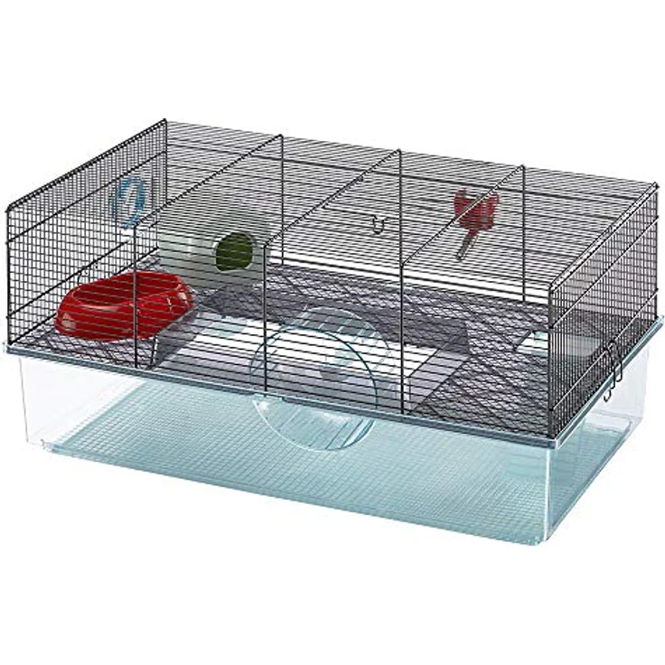 Favola Großer Hamsterkäfig, inkl. Wasserflasche, Laufrad, Futternapf und Hamsterversteck, Maße (L x B x H): 60 x 37 x 30 cm – Bild 1