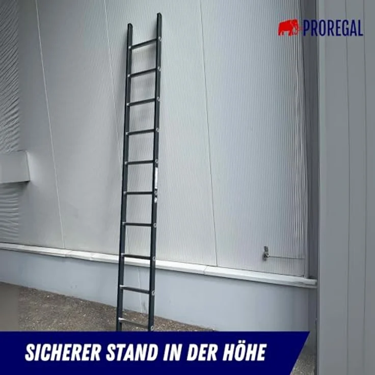 PROREGAL® Anlegeleiter Sprossen-Anlegeleiter, 350 mm breit, Aluminium, max. Belastung 150 kg, Made in Germany – Bild 5