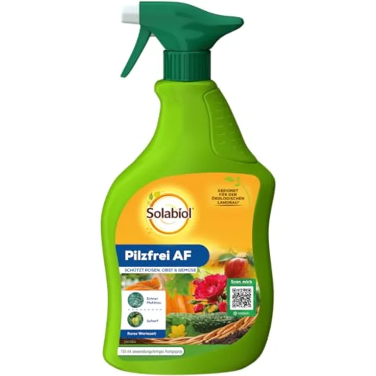 Solabiol Pilzfrei AF, biologisches Pilzmittel gegen Echten Mehltau, 750 ml Pumpsprüher, für Rosen, Obst- und Gemüsearten