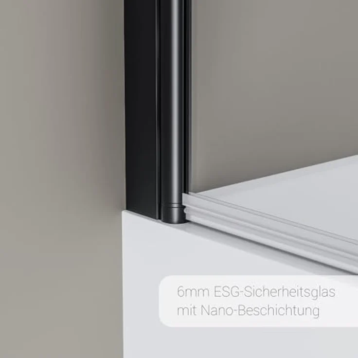 BERNSTEIN Schwenkbarer Badewannenaufsatz Duschabtrennung NT209, 2 Glaselemente, 6 mm Nano Echtglas, 120 x 140 cm, Profilfarbe Schwarz matt – Bild 2