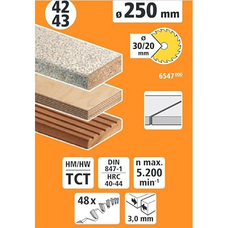 wolfcraft 6547000 Kapp- und Gehrungssägeblatt ø 250 mm - feine, saubere Schnitte – Bild 3