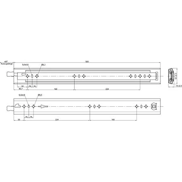 SOTECH Schwerlastauszug KV2-100-H53-L500-LC, kugelgelagert, 500 mm, 100 kg, mit Lock-in/Lock-out-Funktion – Bild 6