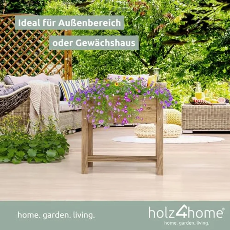 holz4home® Hochbeet aus Kiefer Braun | Inkl. Vlies-, Einlegefolie | 37 x 78 x 80 cm | Ideal für Garten, Terrasse & Balkon – Bild 3