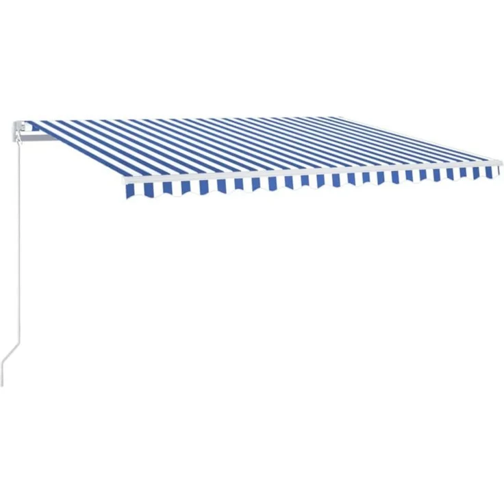 furnicato Markise Manuell Einziehbar 400x350 cm, Blau und Weiß, UV- und wasserbeständig, pulverbeschichteter Aluminiumrahmen