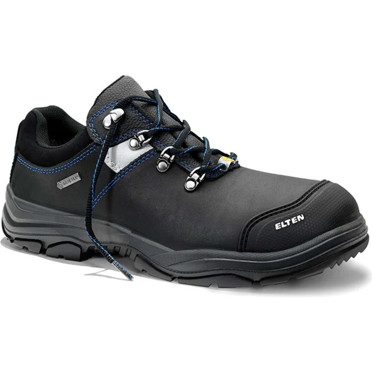 ELTEN Sicherheitsschuhe MASON Pro GTX Low ESD S3 Typ 1, Sicherheits-Halbschuhe aus hydrophobiertem Rindleder mit Gore-Tex, Stahlkappe, schwarz, Größe 46