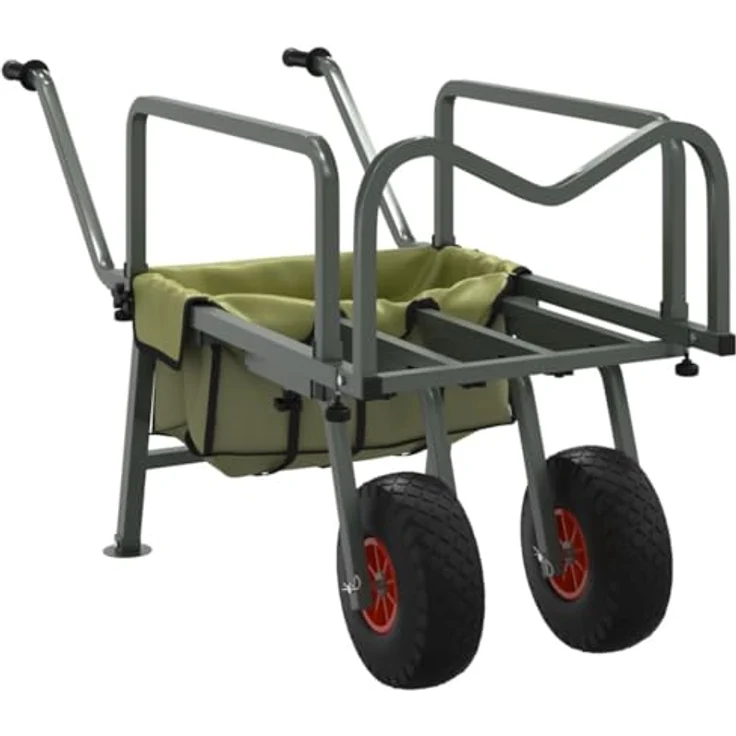 vidaXL Angelwagen mit 2 Rädern, Klappdesign Transportwagen für Angeln und Camping, pulverbeschichteter Stahl – Bild 1
