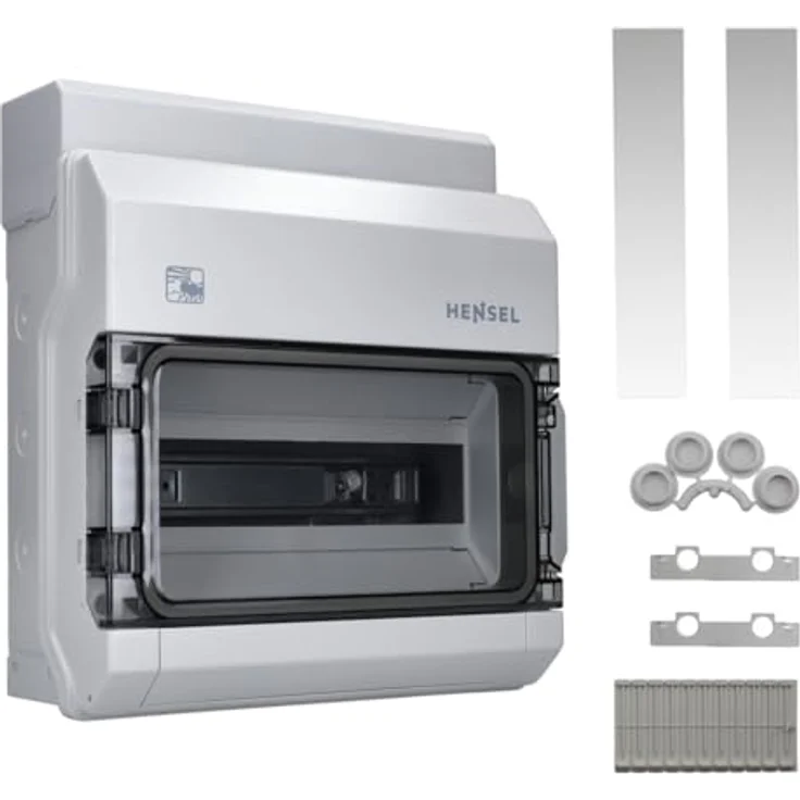 HENSEL KV-Automatengehäuse 12TE, Aufputz Kleinverteiler mit IP65 Schutz, transparenten Tür und Kabeleinführungsblende, 12x18mm – Bild 1